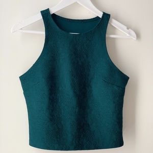 Teal Floral Lace Crop Top